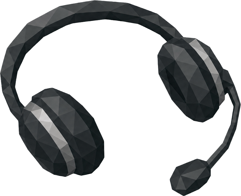 A low-poly headset: support is a call away.